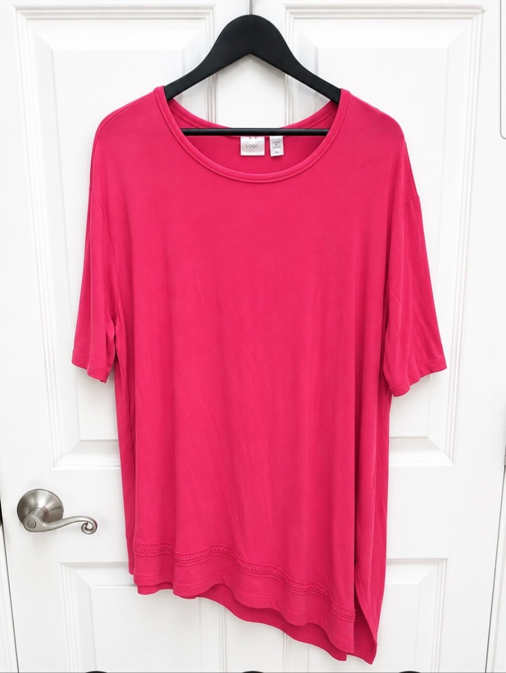 Chicos Pink Asymmetrical Pullover Tunic Top Sz 3 (XL)